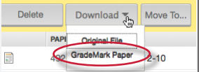 Screenshot of download drop down selecting grademark paper option